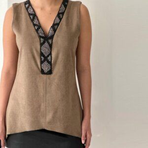 Vintage Just M Paris Suede Beaded Top